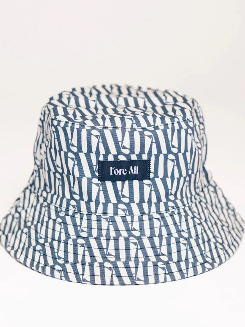 🆕 NWOT FORE ALL AUSTI Bucket Hat Logo Preppy Navy White Cotton Golf SUN BLOCK